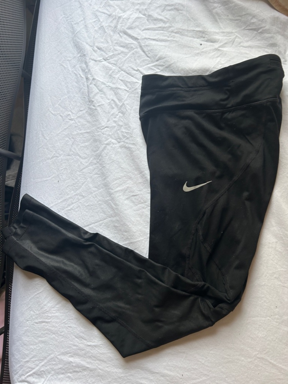 Nike Black Girls' Athletic Leggings with Silver Swoosh